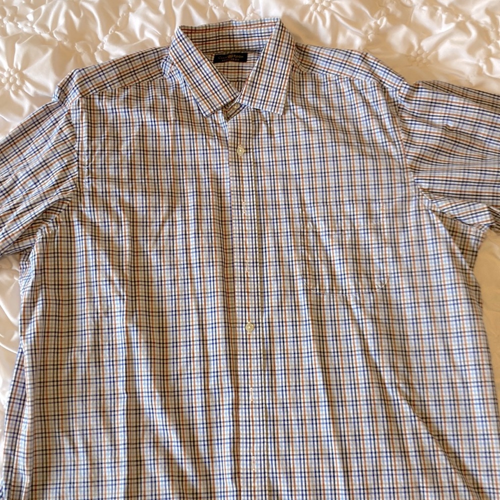 Club Room Plaid Button Down, 17.5-34/35